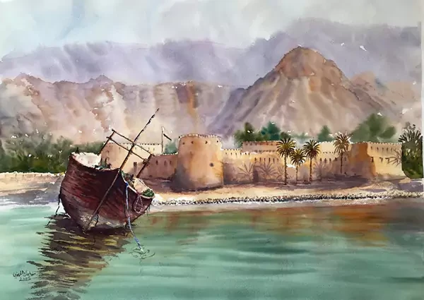 The historical Khasab fort , حصن خصب التاريخي | Suleiman bin Khamis Al-Jahuri , Sultanate of Oman | سليمان بن خميس الجهوري , سلطنة عمان